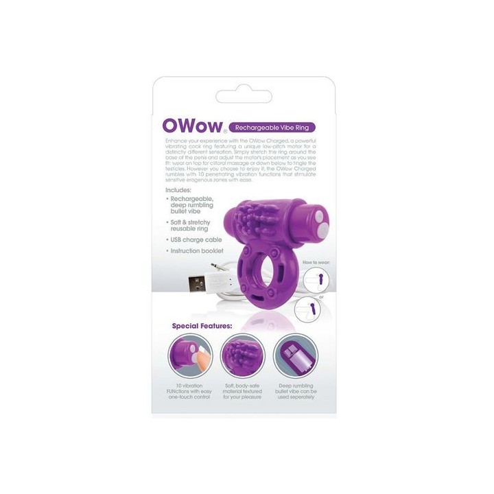 OWOW RECHARGEABLE VIBE RING ANILLO VIBRADOR USB