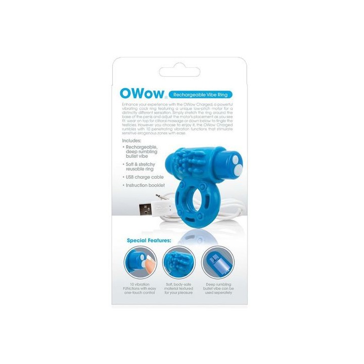 OWOW RECHARGEABLE VIBE RING ANILLO VIBRADOR USB