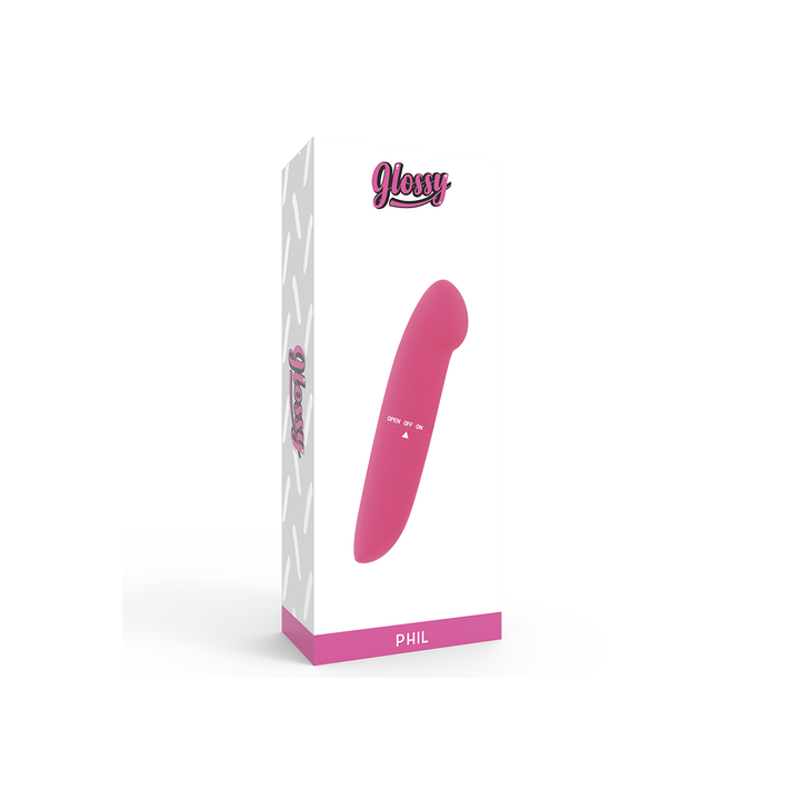 GLOSSY PHIL VIBRADOR ROSA 13 CM.