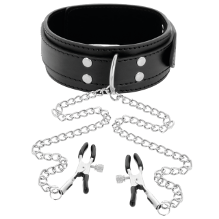 DARKNESS COLLAR & NIPPLE CLAMPS COLLAR CON PINZAS