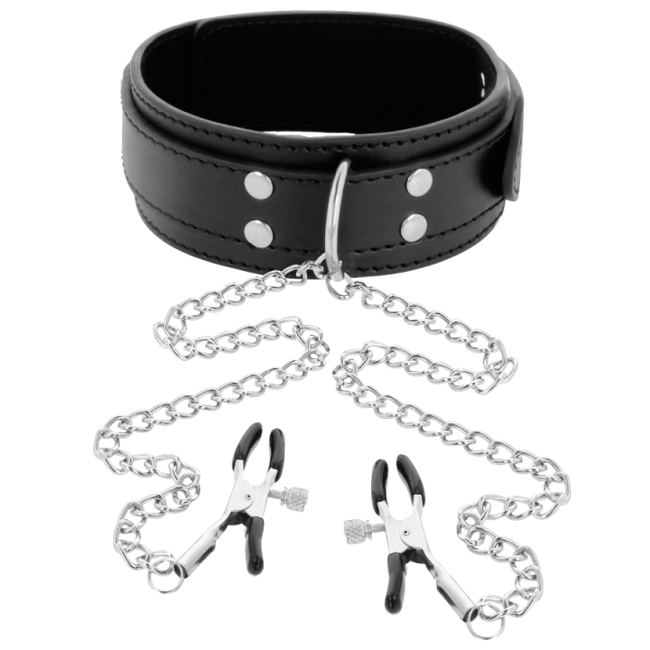 DARKNESS COLLAR & NIPPLE CLAMPS COLLAR CON PINZAS
