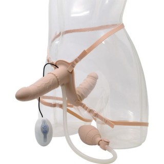 DOUBLE STRAP-ON DILDO PARA DOBLE PENETRACIÓN CON ARNÉS Y VIBRADOR