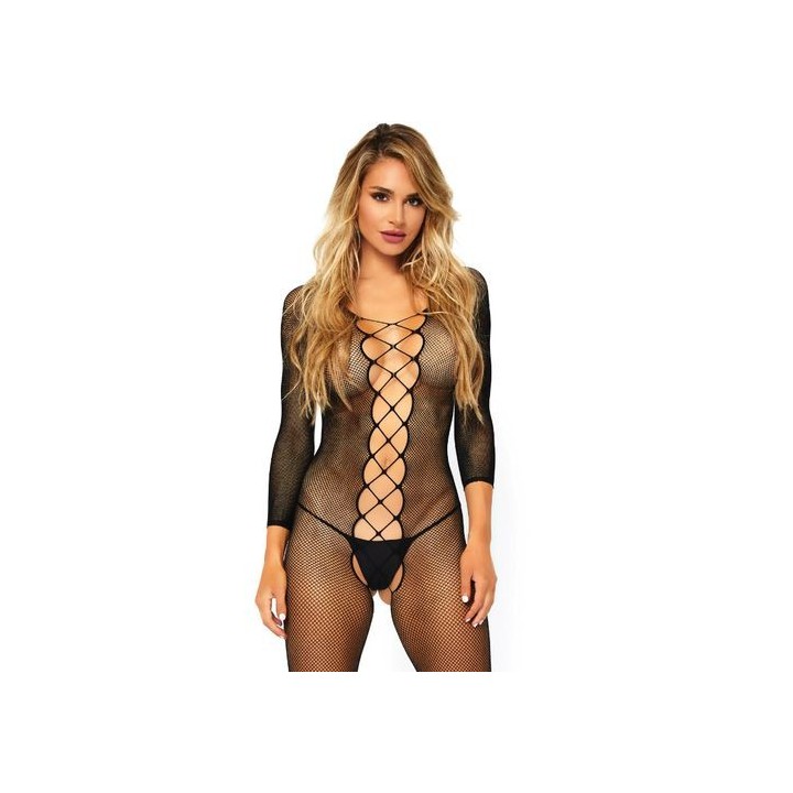 TEDDY BODYSTOCKING CON MANGA EN RED CON ABERTURA