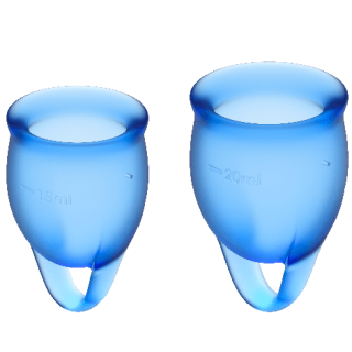 SATISFYER KIT COPA MENSTRUAL SILICONA MÉDICA AZUL