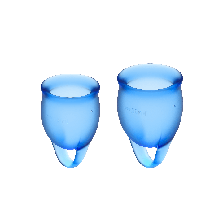 SATISFYER KIT COPA MENSTRUAL SILICONA MÉDICA AZUL