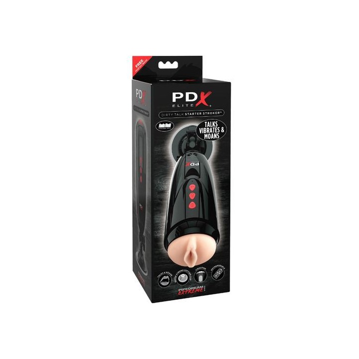MASTURBADOR CON VIBRADOR RECARGABLE USB PDX ELITE STROKER