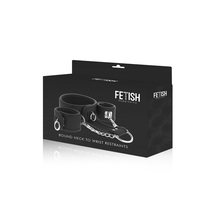 FETISH SUBMISSIVE COLLAR & HANDCUFFS VEGAN LEATHER COLLAR Y ESPOSAS