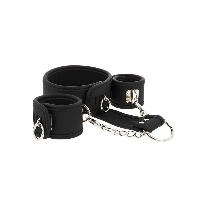 FETISH SUBMISSIVE COLLAR & HANDCUFFS VEGAN LEATHER COLLAR Y ESPOSAS