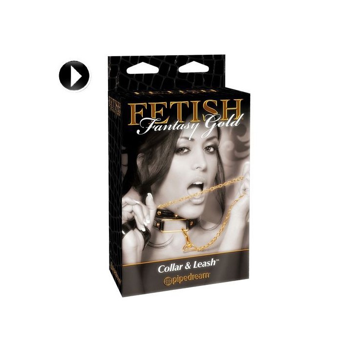 FETISH GOLD COLLAR & LEASH COLLAR CON CORREA