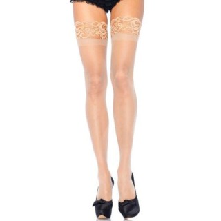 LEG AVENUE STAY UP SHEER BEIGE PLUS SIZE MEDIA SILICONA T.GRANDE