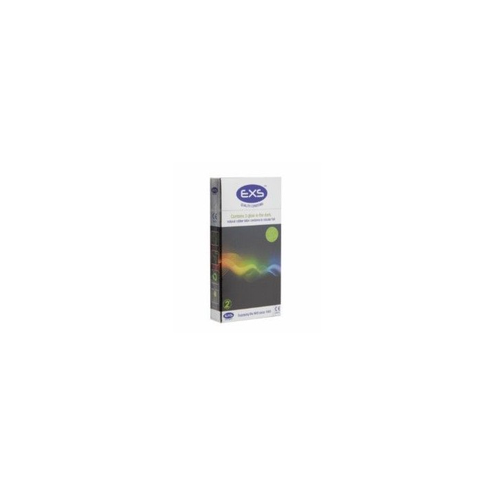 EXS GLOWN IN THE DARK 3 UNITS. CONDOM FLOURESCENTE