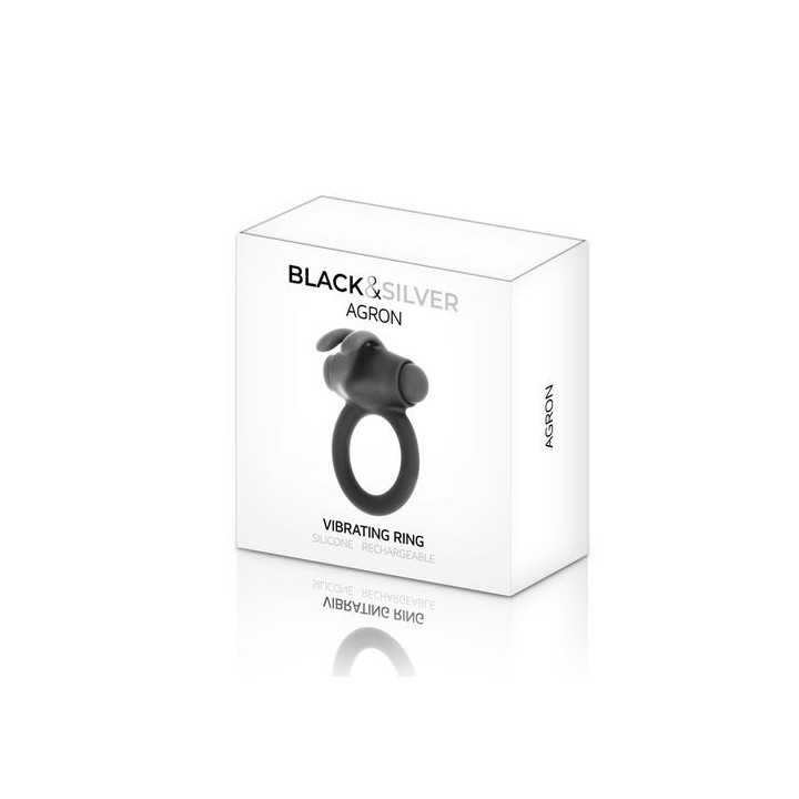BLACK&SILVER COCK RING ANILLO VIBRADOR USB