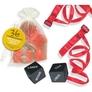 KIT BOLSA ORGANZA ATADURAS Y DADOS