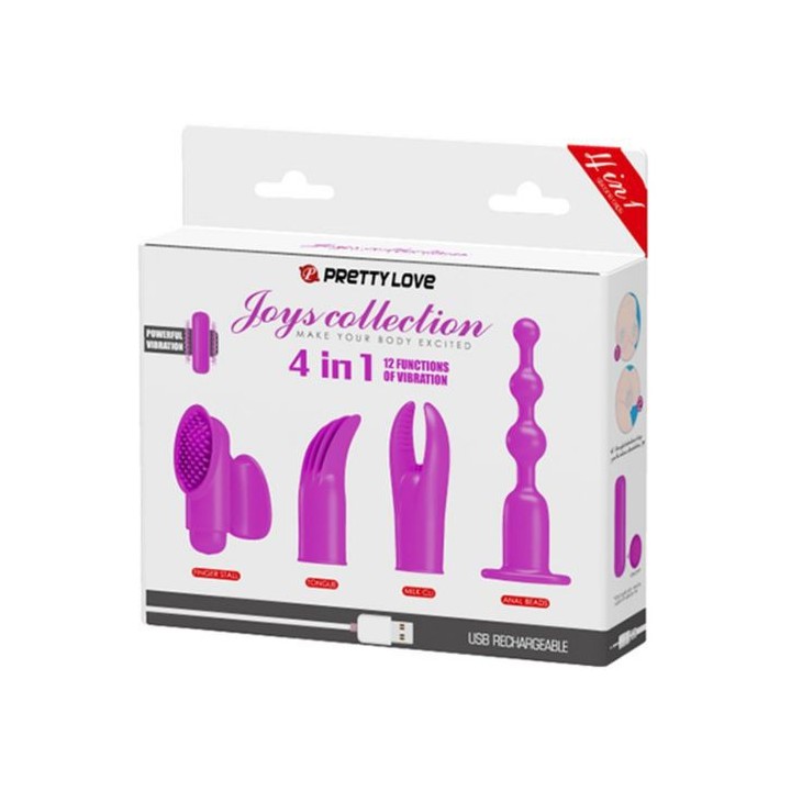 PRETTY LOVE 4 IN 1 KIT MASAJEADOR VIBRADOR USB