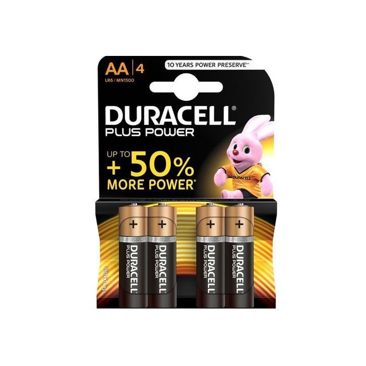 DURACELL PLUS POWER BATTERY PILA ALCALINA AA LR6 4UNITS.