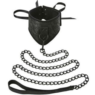 COLLAR CON CORREA DE CUERO SINTÉTICO LACE POSTURE COLLAR LEASH