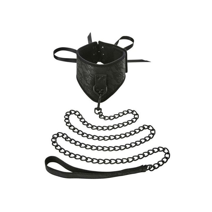 COLLAR CON CORREA DE CUERO SINTÉTICO LACE POSTURE COLLAR LEASH