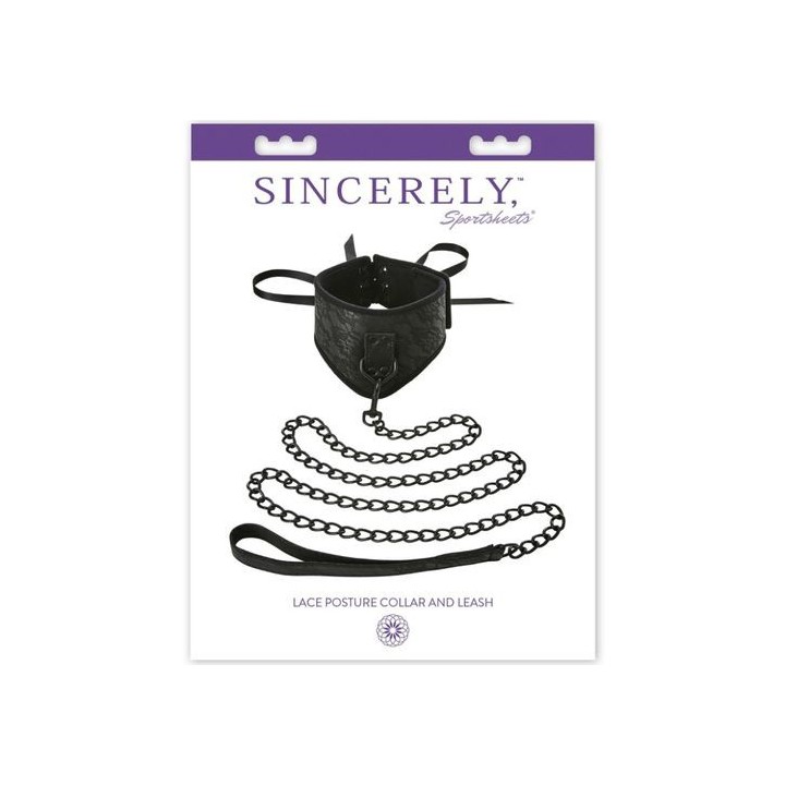 COLLAR CON CORREA DE CUERO SINTÉTICO LACE POSTURE COLLAR LEASH