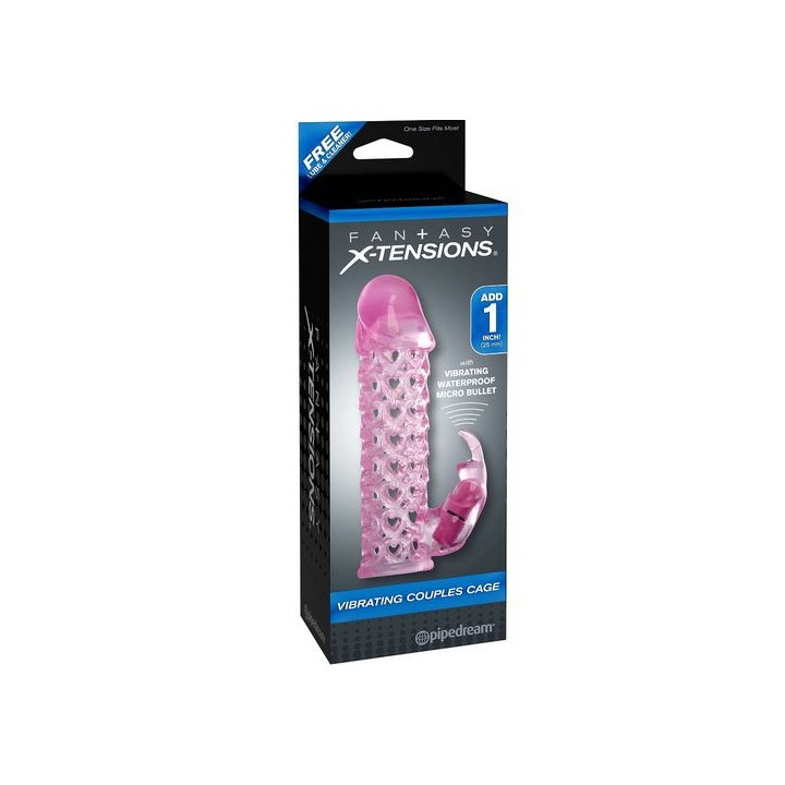 VIBRATING COUPLES CAGE PINK FUNDA Y BALA VIBRADOR