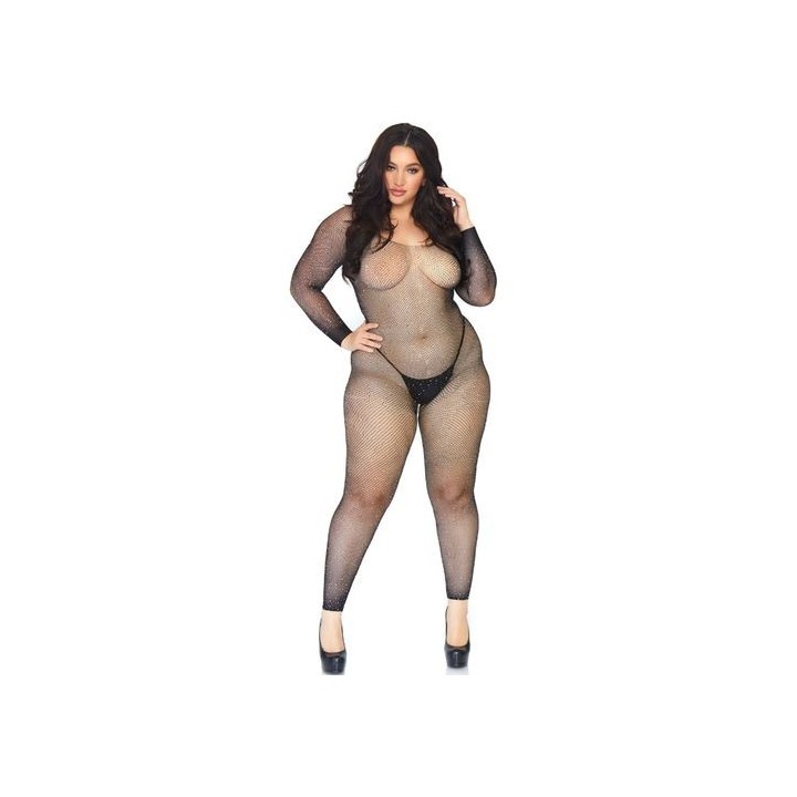 LEG AVENUE CRYSTALIZED NET BODYSTOCKING 1X/2X