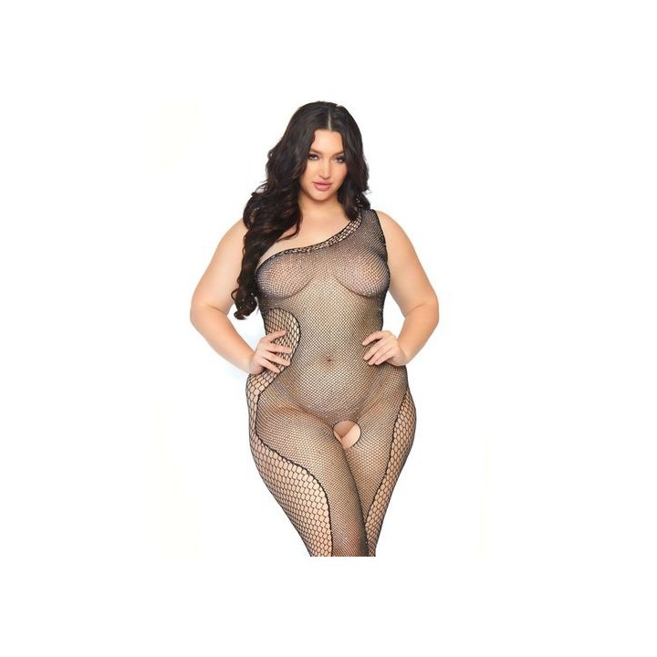 LEG AVENUE BODYSTOCKING CON ABERTURA Y BRILLANTES 1X-2X