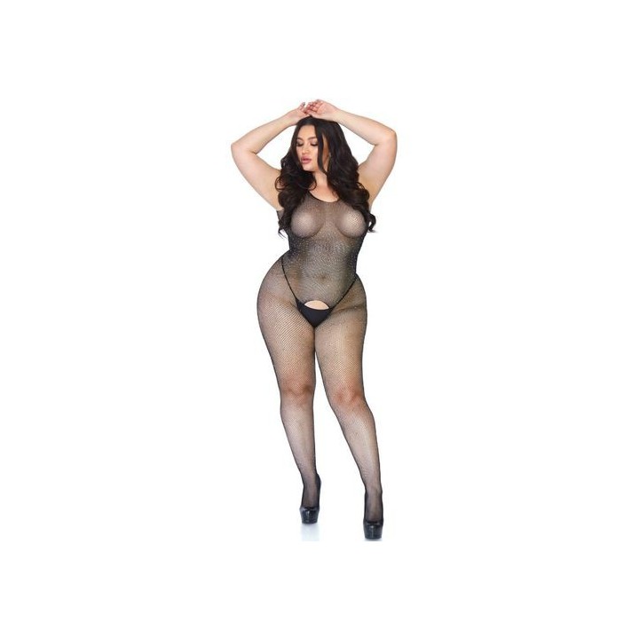 LEG AVENUE BODYSTOCKING BIG SIZE CON BRILLANTES 1X-2X