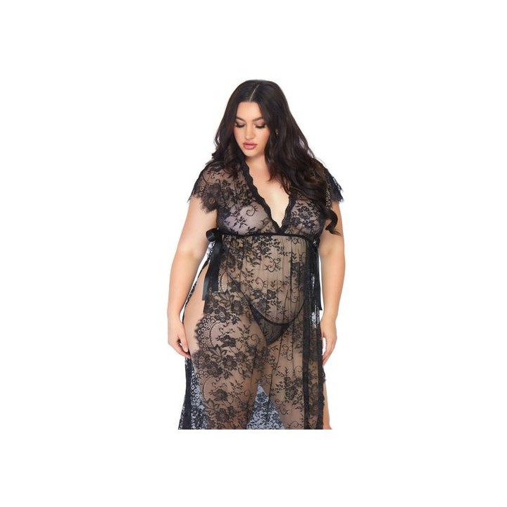 LEG AVENUE BATA LARGA ENCAJE FLORAL 1X-2X