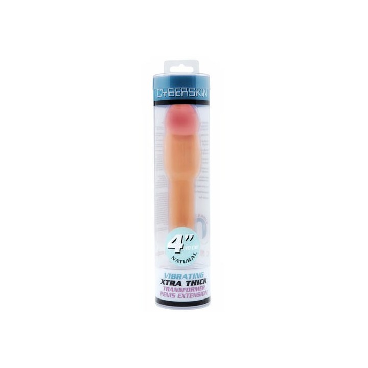 CYBERSKIN VIBRATING XTRA THICK PENIS EXTENSION FUNDA + 10CM.