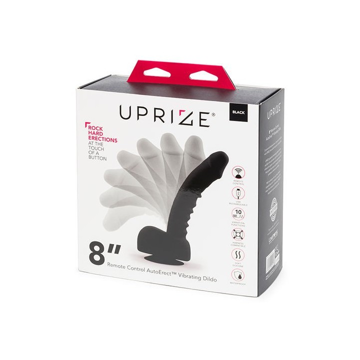 UPRIZE 8" REMOTE CONTROL AUTOERECT VIBRATING USB DILDO BIÓNICO 20CM. NEGRO