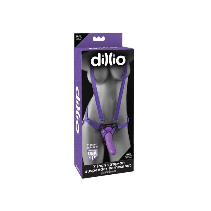DILLIO 7" STRAP-ON SUSPENDER HARNESS SET CON TIRANTES