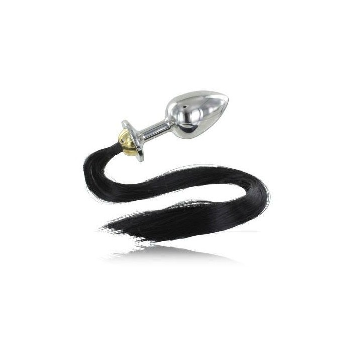 METALHARD BLACK HAIR PONY PLUG METAL CON COLA 8.89CM.