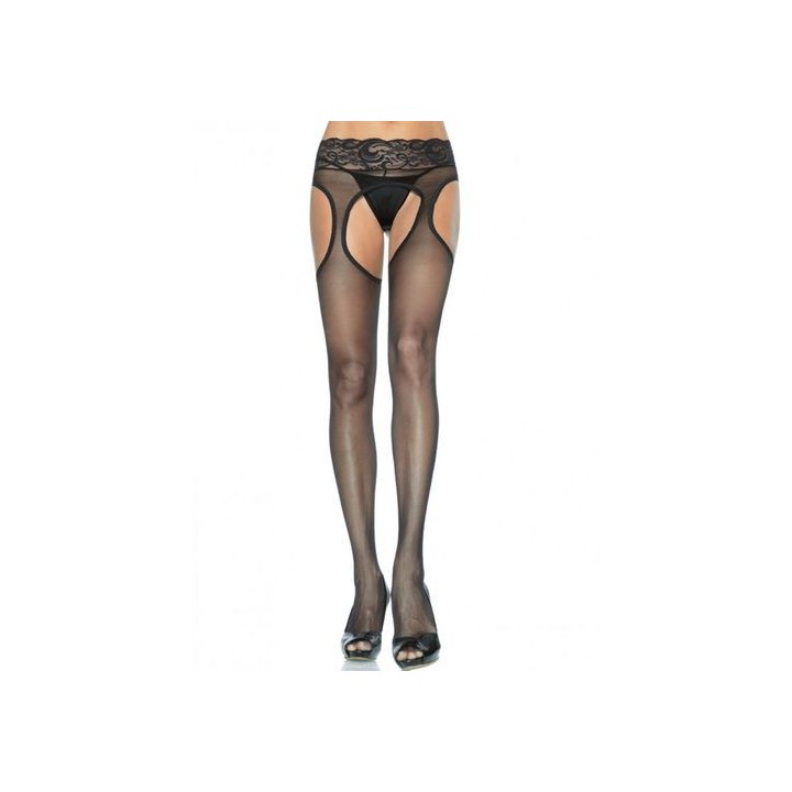 LEG AVENUE SHEER SUSPENDER HOSE MEDIAS LISAS EFECTO LIGUERO T/U