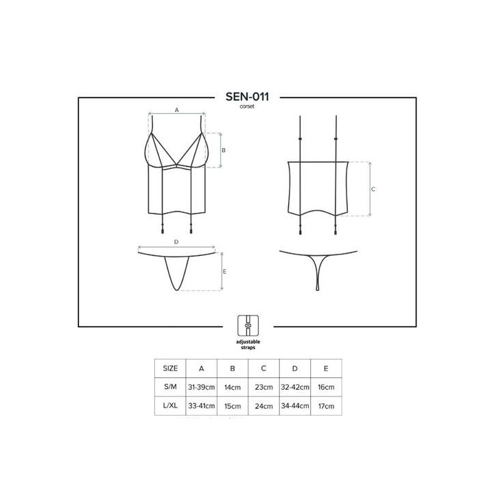 OBSESSIVE SENSUAL CORSET CON LIGUEROS 2 PCS. L/XL