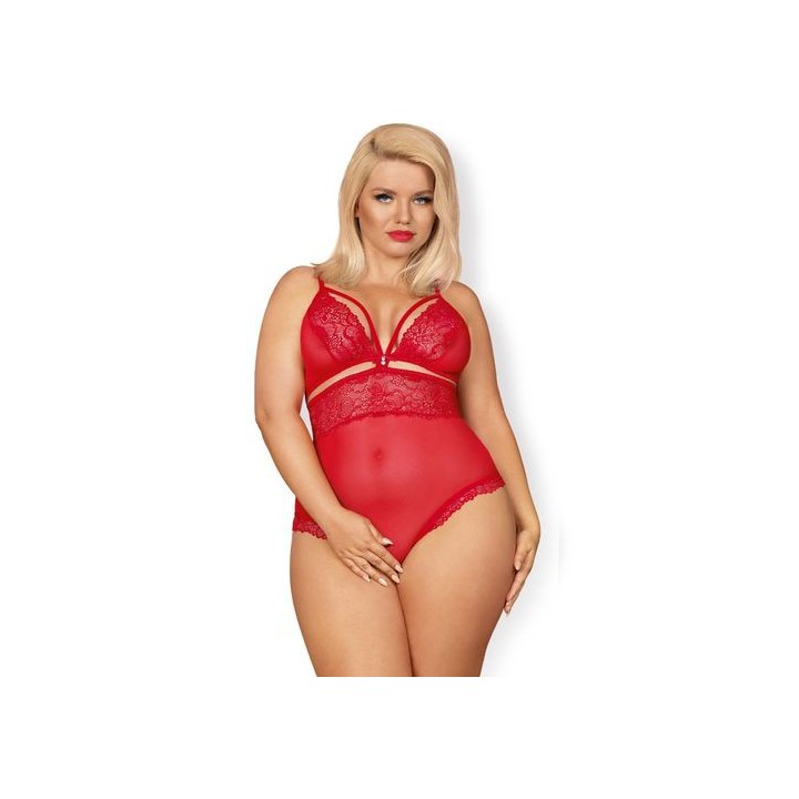 OBSESSIVE CROTCHLESS RED TEDDY BODY CON ABERTURA XXL