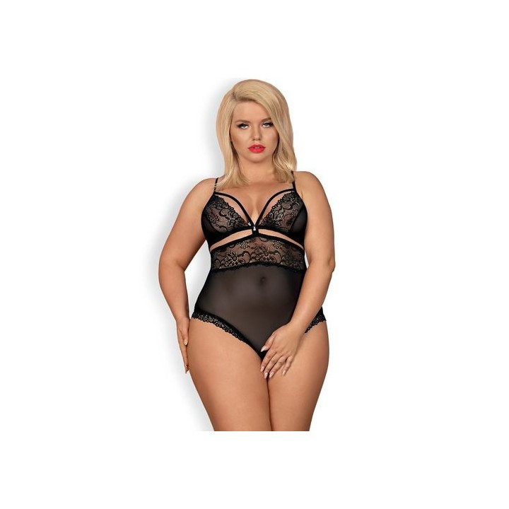 BODY TEDDY CON ABERTURA CROTCHLESS BLACK TEDDY-BODY TALLA GRANDE XXL