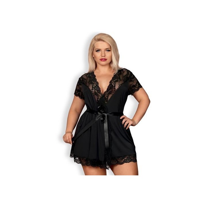 BATA PEIGNOIR NEGRO TALLA GRANDE XXL