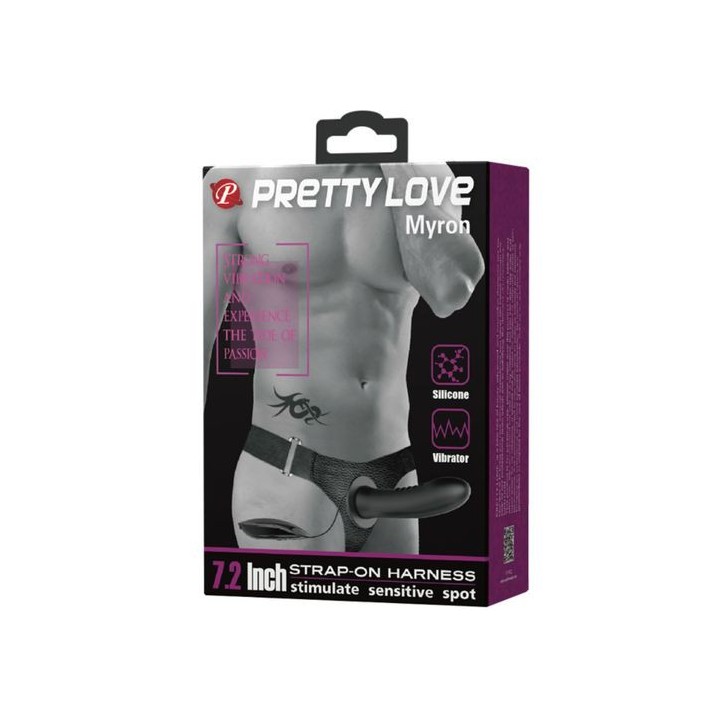 Pretty Love - Myron Strap On con Vibración y Dildo Hueco