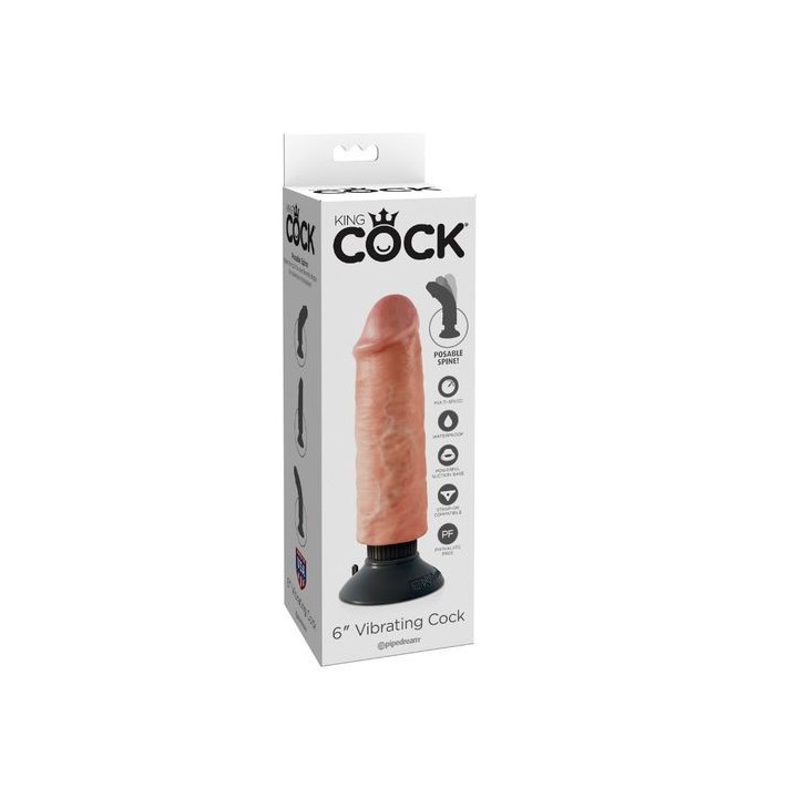 PENE VIBRADOR REALÍSTICO FLEXIBLE CON BASE KING COCK