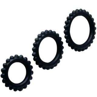 BAILE TITAN COCK RINGS SET 3 BLACK ANILLOS SILICONA Agotado temporalmente