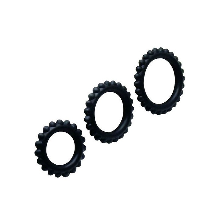 Baile - Titan Set 3 PCS Cock Ring Black 2.8 + 2.4 + 1.9 CM