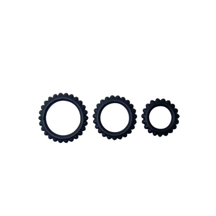 Baile - Titan Set 3 PCS Cock Ring Black 2.8 + 2.4 + 1.9 CM