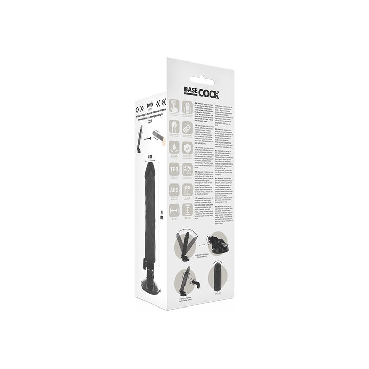 BASE COCK DILDO VIBRADOR REALÍSTICO 2-1 VENTOSA 21 CM